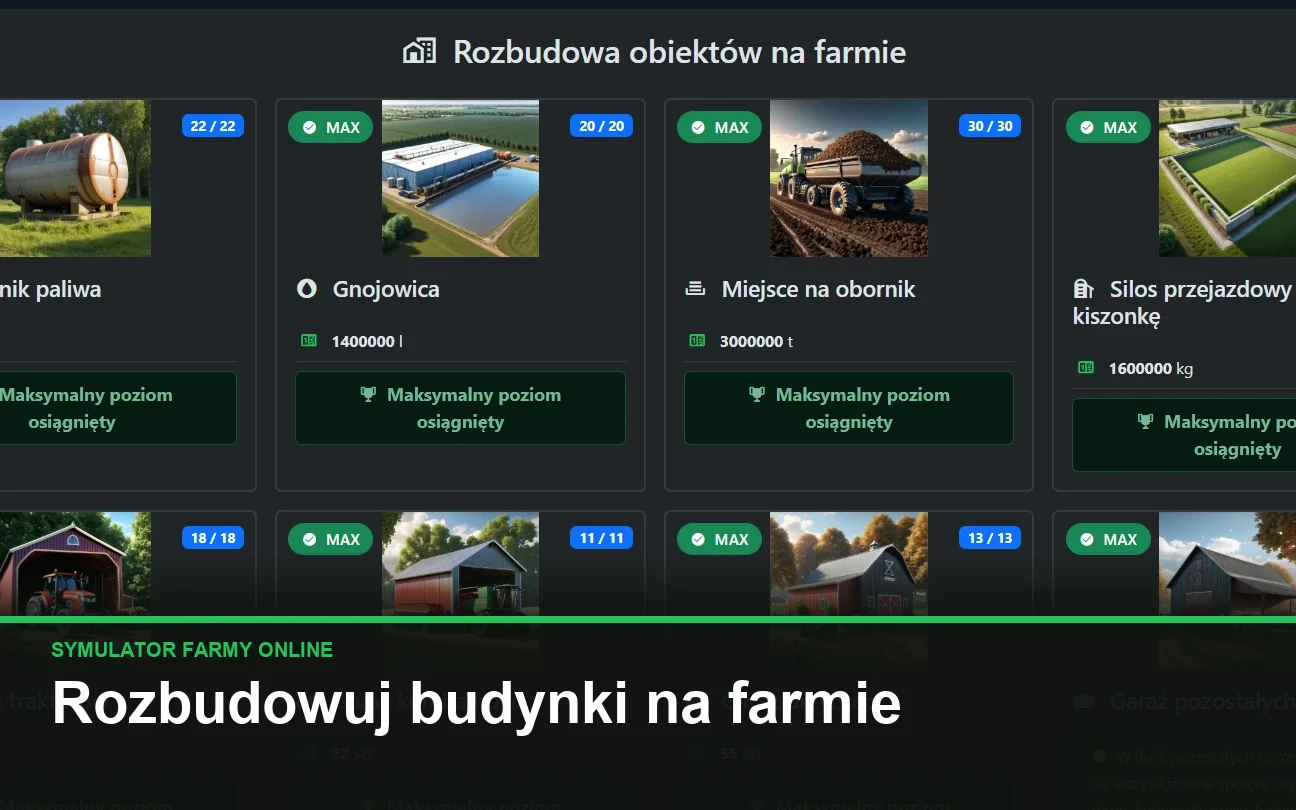 Rozbudowuj budynki na farmie