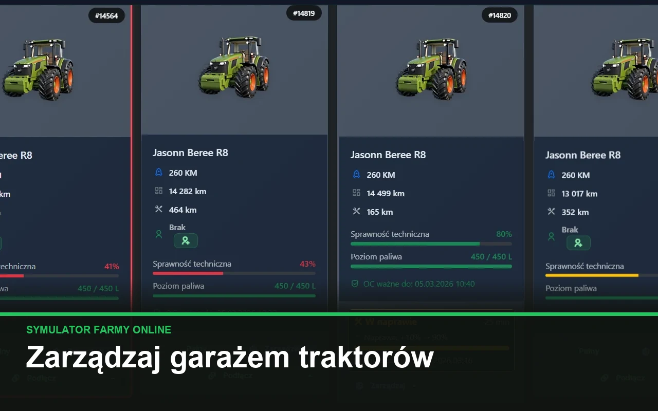 Zarządzaj garażem traktorów